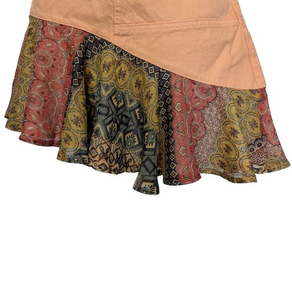 DESIGUAL NWT denim / jeans & chiffon skirt Sz 36EU or 2 US PACHTWORK BOHO $130ca - Picture 3 of 14